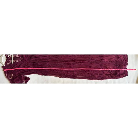 PinkBlush Maternity Size S Embroidered Lace Maxi Dress Short Sleeves Wine - Picture 7 of 11